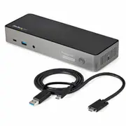 StarTech.com USB-C & USB-A Dock - Hybrid Triple Monitor Laptop Docking Station DisplayPort & HDMI 4K 60Hz/85W PD/6x USB/GbE/USB