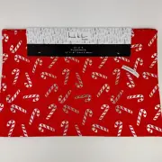Set of 4 Nicole Miller Christmas Candy Canes Placemats 13x19 Red Metallic Silver