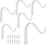 Decorative Iron Metal Wall Hook Plant Hanger Bracket Shepherds Hook Lantern Wall Hanger for Hanging Plants Outdoor, Bird feeders, Rustic Home Decor (6 Pack White)