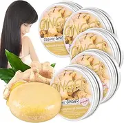 Zoreni 5 Pcs Ginger Hair Regrowth Shampoo Bar, Anti Hair Loss Ginger Shampoo Soap, Natural Organic Ginger Shampoo Bar Promotes Hair Growth, Anti-dandruff and Anti-itching Ginger Bar Soap