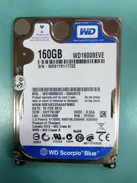 在飛比找Yahoo!奇摩拍賣優惠-(經典) WD藍標 2.5吋 IDE筆電硬碟 160GB(1