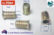 Qty 10 M6 x 15mm Hard Wood Threaded Flange Zinc Steel Insert Allen Nut Hardwood