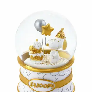 【JARLL 讚爾藝術】Snoopy史努比生日水晶球音樂盒(生日禮物 情人禮物)
