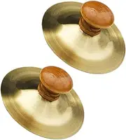 Abaodam 2pcs Percussion Instrument Cymbals Musical Low Volume Cymbal Instruments Hand Percussion Cymbal Instrument Education Mini Cymbal Wooden Golden