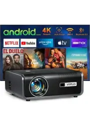 Smart Projector 4k with WiFi and Bluetooth, VOPLLS 600ANSI Native 1080P Outdoor