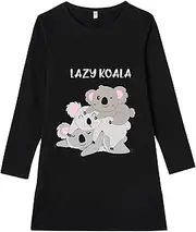 [Hupohoi] Big Girl's Lovely Cartoon Nightgown Cute Cat Bunny Sleepshirt Long Sleeve Sleepdress Nighty