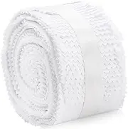 [Acshio] 50 Pieces Jelly Fabric Strips Roll for Quilting, 43 x 2.4 Inch White Cotton Patchwork Roll, Solid Color Quilting Strips Sewing Rolled Cotton for Blanket, Rug, Quilt, Sewing DIY Crafts