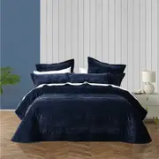 Bianca Cyrano Indigo Polyester Velvet Quilted Coverlet Bedding Sleep Set