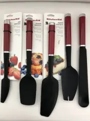 New KitchenAid Set of Five Empire Red Spatulas (Color: HERA)