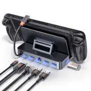 Baseus 6-in-1 Type-C Hub Steam Deck Docking Station with USB3.0*3 / PD100W Type-C / 1000M RJ45 / 4K@60Hz HD Multi-ports