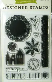 Echo Park Clear Acrylic Designer Stamps Simple Life Stamp Set 11 Pieces