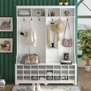 Modern Hall Tree Bench Entryway Coat Rack Hat Hooks Storage Stand Shoe Cubbies