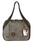 New Chala Bowling Zip Tote Large Bag Pleather Stone Gray Coin Purse SLIM CAT gif