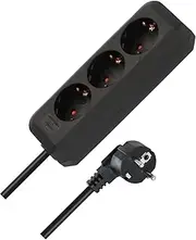 Brennenstuhl Eco-Line 3-Way Power Strip (Multiple Socket with Increased Touch Protection and 1.5 m Cable) Black