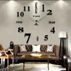 AU Frameless DIY Wall Mute Clock 3D Mirror Surface Sticker Home Office Decor O+✅
