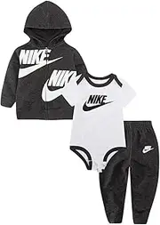[Nike] Baby Boys Full Zip Hoodie, Short Sleeve Bodysuit & Pants 3 Piece Set