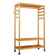 Wooden Clothes Rail Scarf Cart Hanging Garment Coat Rack Rolling Stand