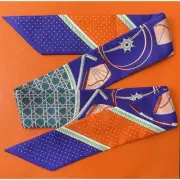 d Goods Super Hermes Scarf Twilly Carriage Pattern Blue Orange