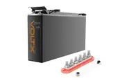 VoltX 12V 200Ah Slim Lithium Battery + Bus Bar M8 Power Distribution Terminal Block (6 GANG 300A Red)