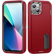 MCC Shockproof iPhone 15 Plus Case Cover Heavy Duty with Stand Apple [Red+Black]