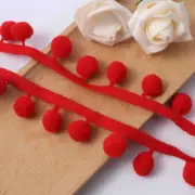 Pom Pom Ball Fringe Trim Ribbon Sewing for DIY Crafts Red 5m