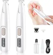 DoggyKings Paw Trimmer, Doggykings 3 in 1 Electric Dog Trimmer, Rechargeable Waterproof with LED Light, Low Noise for Trimming Dog's Hair Around Paws, Eyes, Ears, Face, Rump (DoggyKings 2 Pcs)