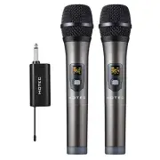 UHF Wireless Dual Handheld Microphones with Rechargeable 1/4” Output Mini