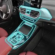 Car Interior Film Dashboard Piano Board Shift Center Console Anti-Scratch Transparent TPU Protection Film,for BMW IX3 2021-2023 (Style for RHD)