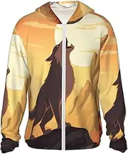[LHBWCVN] UPF 50+ Light Jacket Full Zip Sun Protection Hoodie for Women Men Long Sleeve Wolf Sun Shirts