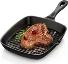 Cast Iron Grill Pan, Steak Frying Pan, Cast Iron Skillet (10 Inch), Cast Griddle