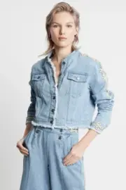 SASS AND BIDE DENIM CROPPED JACKET in Washed Indigo RRP$450 size 12