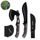 WORKPRO Axe&Fixed Blade Knife Combo Set, Full Tang, Wood Handle Sheath Included