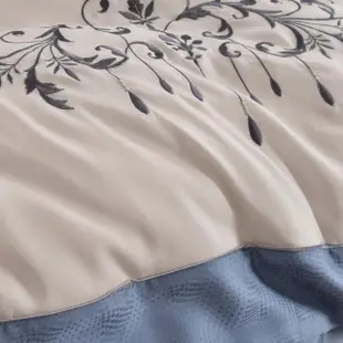 【織眠家族】40支刺繡萊賽爾床罩組 典藏緹花-藍(加大)