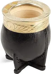 thebmate [Premium Yerba Mate Gourd Original Natural Calabash Teacup – Black Leather Wrapped Handmade in Uruguay - Mate Imperial