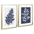 ArtbyHannah Framed Bathroom Wall Art, 12x16 Boho Botanical Wall Art with Blue...