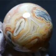 TOP 328.5G 61MM Natural Polished Crazy Agate Crystal Sphere Ball Healing WB260