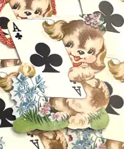 VTG Tally Card Ace of Clubs Dog Unused Ameri-Card Ephemera Junk Journal Kitschy