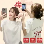 LA VIE EN ROSE 熱門潮流 100% 純棉圓領 T 恤,可愛寬款 250GSM 兩色黑白 - AMOR ST