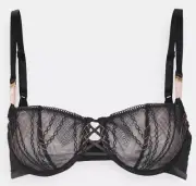 Chantelle NWT Women’s Memento Lace Unlined Demi Bra Black/Pink Lurex 34D
