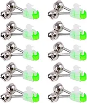 10 Pcs Green Fishing Rod Bells Double Bell Galvanized Fish Bite Alarm Portable Reusable Bite Indicator for Night Fishing Bite Indicators（1.89 Inch ）