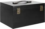 LaMorée Wooden Storage Box, Large Wood Gift Box with Hinged Lid Vintage Decorative Stash Boxes for Jewelry Keepsake Gift Treasure, Memory Box - 11.8 * 7.9 * 5.9 inches, Black