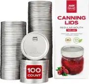 100-Pack Regular Mouth Canning Lids with Silicone Seals - Preserve Food Safely