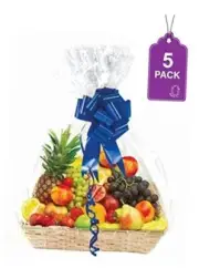 Clear Basket Bags, 5 Pack Large Clear Cellophane Wrap for 5 Count (Pack of 1)