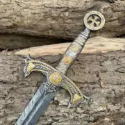 Custom Handmade Damascus Steel Templer Knight Sword Viking Sword with Sheath