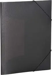 HERMA Portfolio Folder A3 Black Translucent Plastic Corner Folder with Elastic Band and Inner Flaps for Children, Boys and Girls