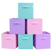 Collapsible Storage Cubes with Handles, Fabric Foldable Bins for Closet Shelv...