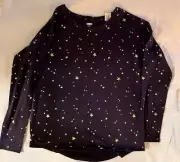Old Navy Navy Blue & Gold Stars Long Sleeve Tee - Size XL (14) NWT!