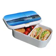 Lunch Box Food Container Snack Picnic Authentic Wood Strap Cutlery Peaceful