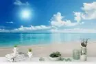3D Sea Beach Clouds Sun Wallpaper Wall Mural Removable Self-adhesive Sticker 32