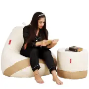 Bean Bag Cover with Footrest Cushion Cover Cotton Jute Without Beans Size XXL